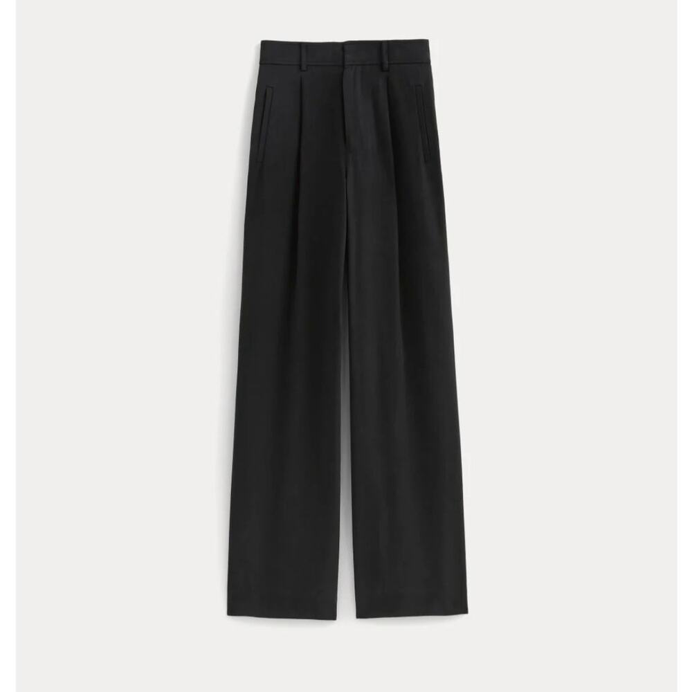 NWT Everlane The Draper Pleated Pant Black Wide Leg Tencel Size 16 Short